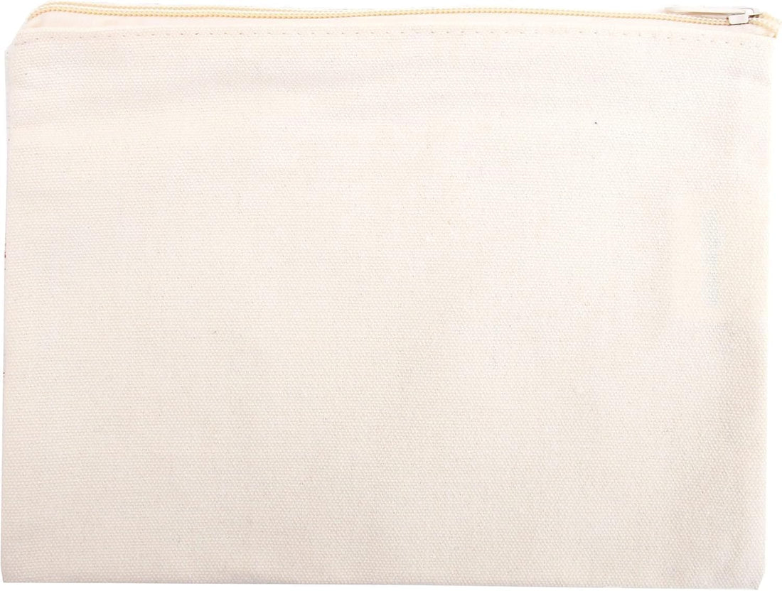 magy store Canvas Zipper pencil Pouch Bulk Blank DIY Craft Bag (DTF & SUPIMATION) canvas makeup Pouch Multipurpose Toiletry Tote Bag for Makeup Travel Cosmetic Stationary Storage (OFF WHITE)