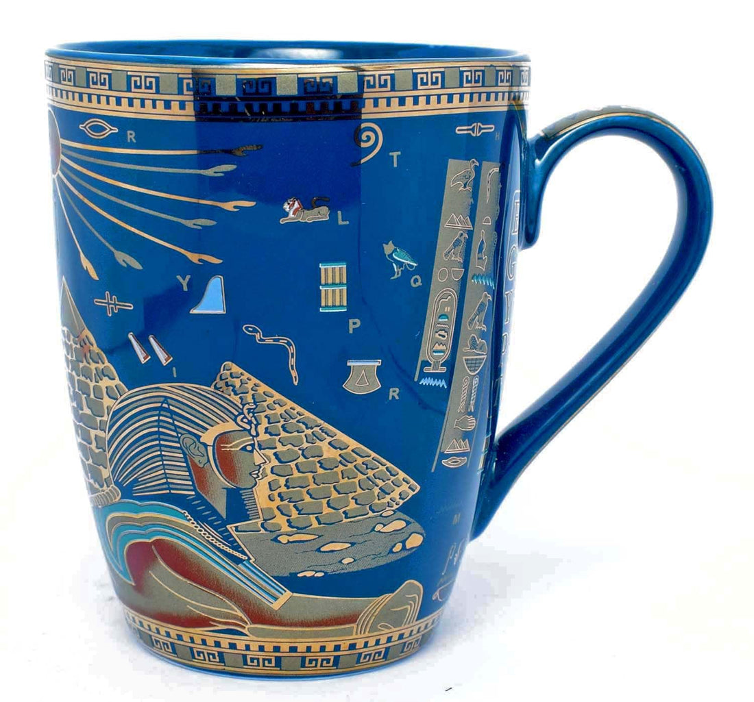 immatgar pharaonic coffee & tea mug ancient Egyptian souvenirs gifts for women and men birthday from Egypt - mother day gifts (Sphinx - Blue - 300 MM)