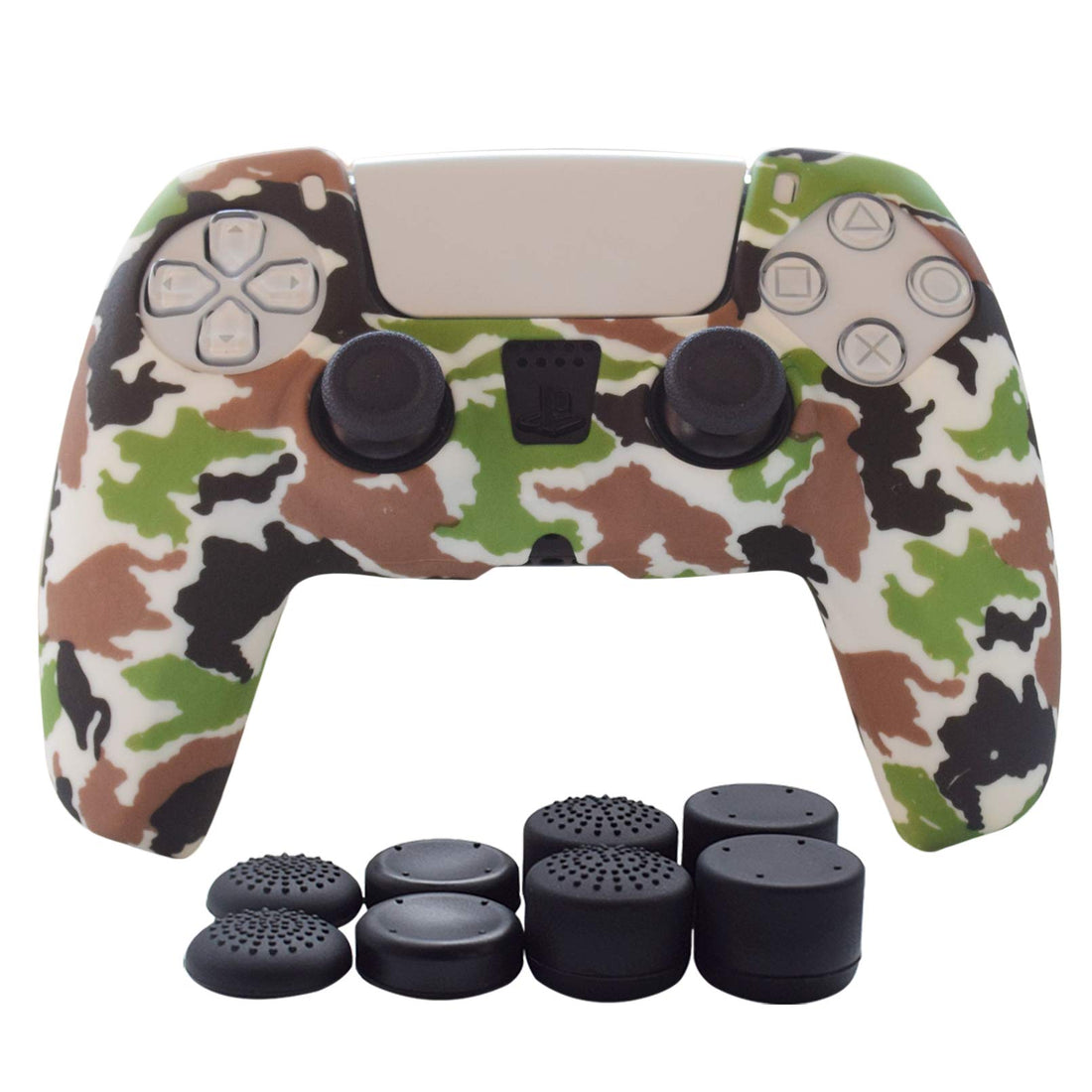 Hikfly PS5 Controller Skin- Silicone Cover for PS5 Controller Grips,Non-Slip Cover for Playstation 5 Controller- 1 x Skin with 8 x Thumb Grip Caps(White)
