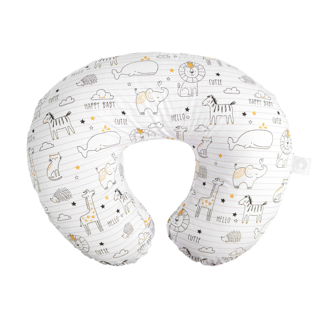 Moro Moro 3 Nursing Pillow And Positioner - Original, Notebook Black And White With Gold Animals, Breastfeeding, Bottle Feeding, Baby Support, With Removable Cotton Blend Cover, Awake-Time Support