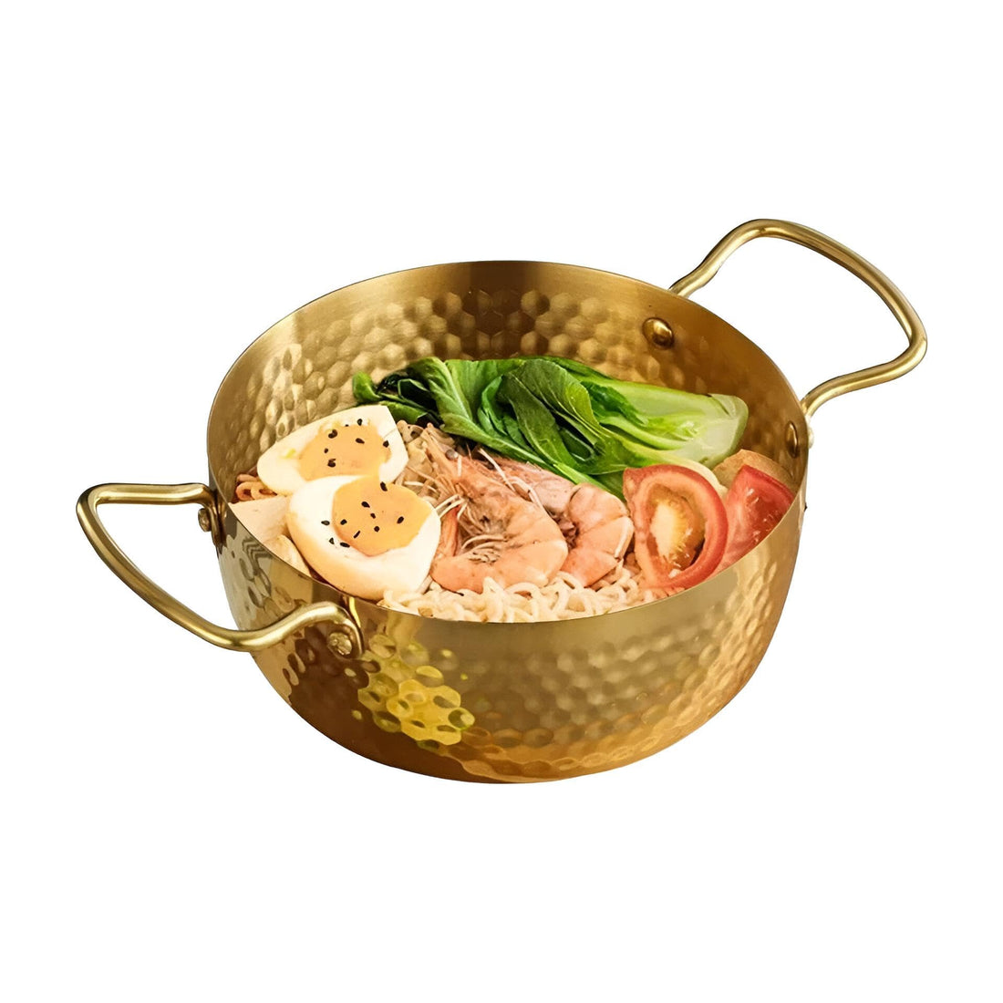 Serving Bowl - Golden stainless steel pot with ergonomic handles, perfect for noodles, soups, or curries, combines durability with refined elegance for modern and traditional table settings (18cm)