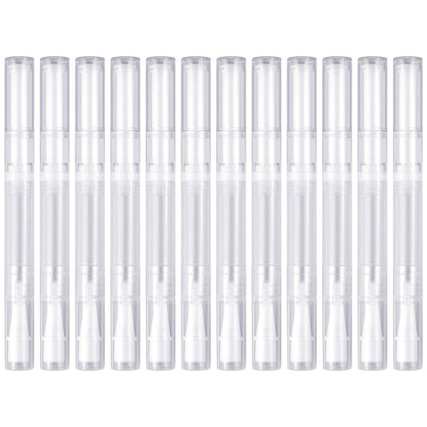 12 Pack 3 Ml Transparent Twist Pens Empty Nail Oil Pen Brush, Cuticle Oil Pen Cosmetic Lip Gloss Container Applicators