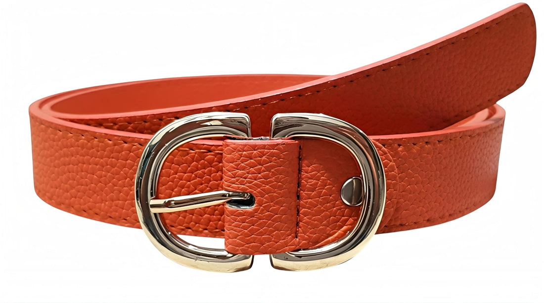 Women's Leather Belt Metal Buckle Gold Color Fashion
