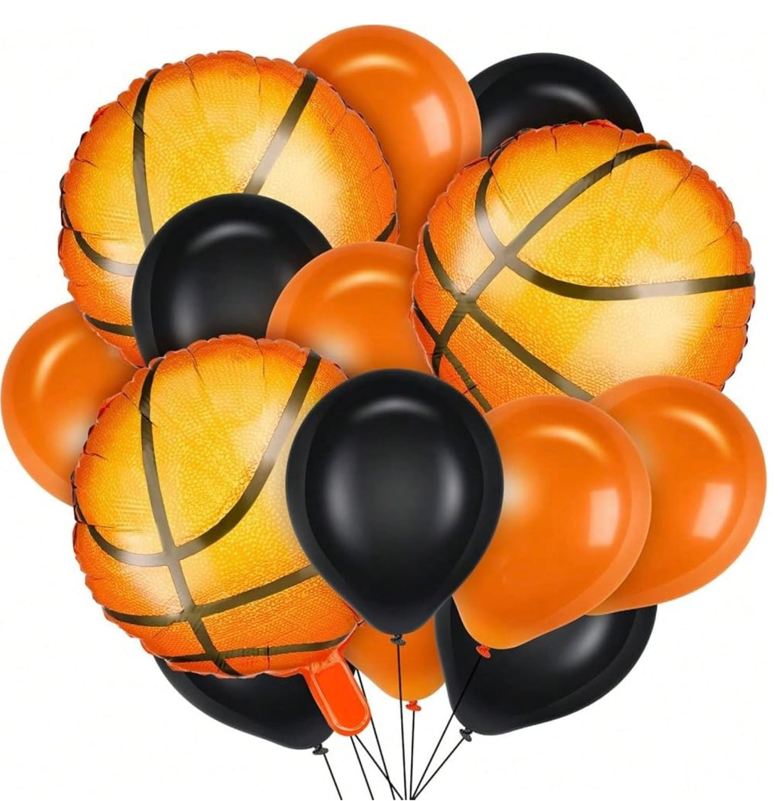5 Pcs Basketball Aluminum Foil Balloons And 20 Pcs Latex Balloons In Black And Orange Set For Basketball Birthday Party Decorations Baby Shower