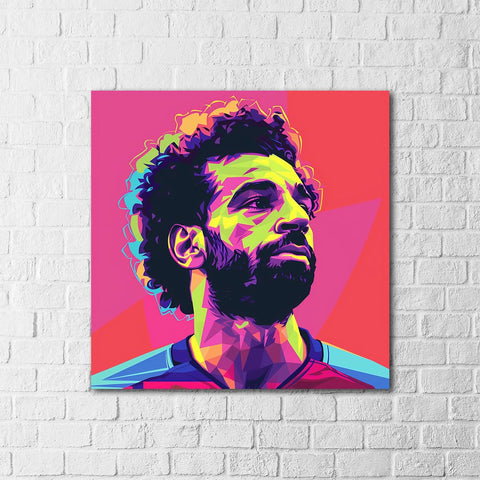 Vibrant Mohamed Salah Pop Art Poster - Iconic Football Legend Wall Decor for Sports Fans, Bedrooms, and Modern Living Spaces - Available Framed or Unframed (no frame, 40x40)