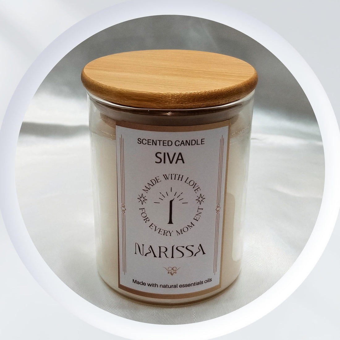 Narissa Siva Premium Scented Candle - Soy Wax, 150g Glass Jar, Elegant Long Lasting Design, Distinctive Scent (Oud)