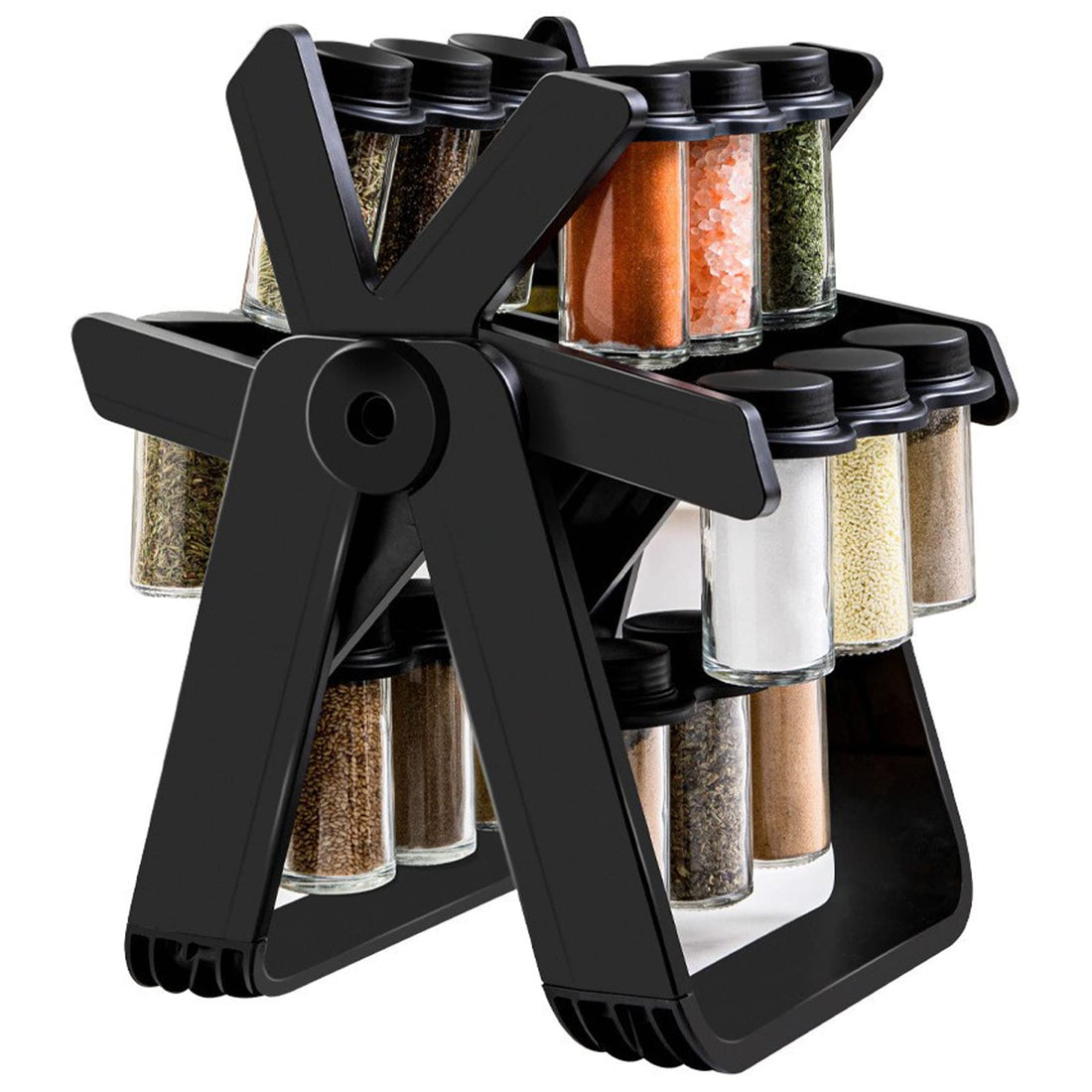 BestAlice Rotating Spice Rack Organizer With 18 Glass Jars, 360 Degree Revolving Ferris Wheel Set, Removable