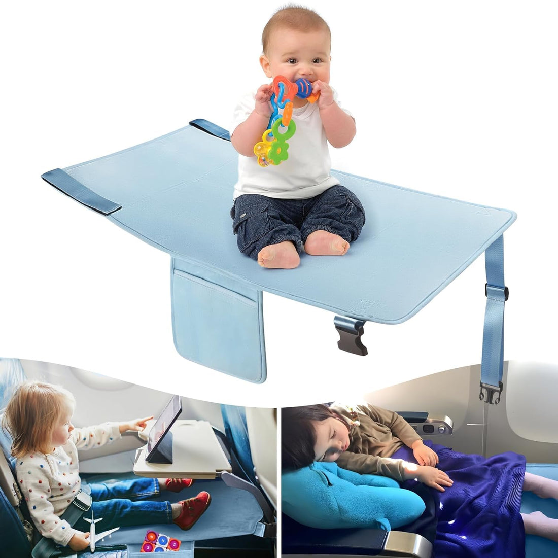 Lonimia Toddler Airplane Bed, Kids Airplane Seat Extender Travel Bed, Kids Airplane Travel Essentials, Airplane Must Have for Toddlers, Baby Portable Plane Bed Foot Rest for Flights