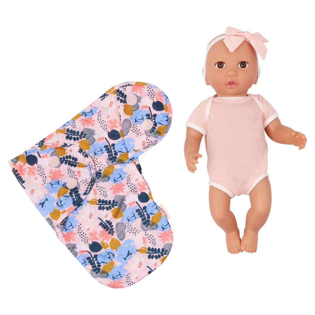 – 14-inch Realistic Baby Doll – Hazel Eyes & Huggable Soft Body – Floral Swaddle & Pink Bow Headband – Pretend Play – Toys for Kids Ages 2 Years Old & Up – Baby Doll & Floral Swaddle