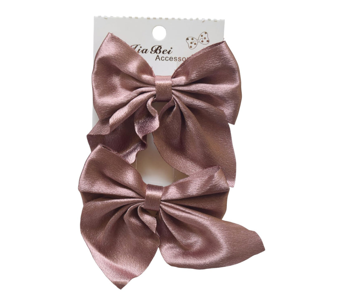 Daphne 2-Piece Girls Bow Hair Clip Set - Pink