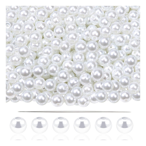 JAZZEEL 500-Piece 6mm White Round Glass Pearl Beads, Loose Spacer Faux Pearls for DIY Craft Necklaces, Bracelets, and Jewelry Making, Classic Supplies for Elegant Designs