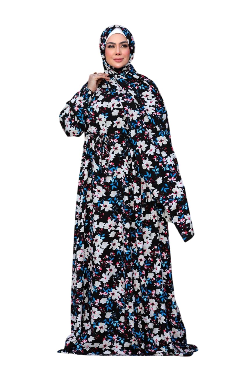 Elegant Flowing Pattern Drop With A Contemporary Touch With A Connected Veil Anti-Shrinkage Viscose Material (One Size)