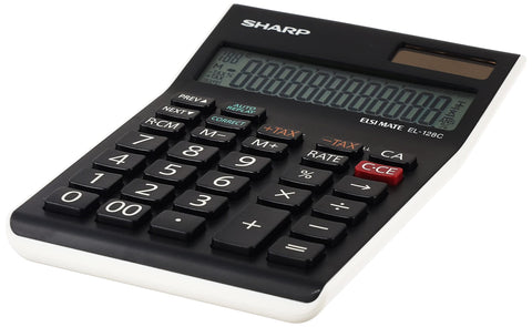 Sharp 12-digit electronic check & correct calculator el-128c-wh