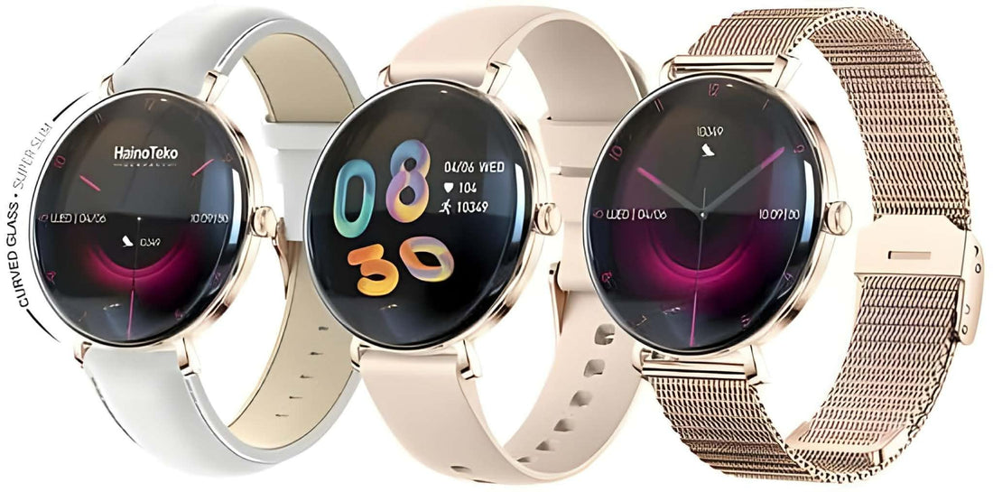 HainoTeko-18 Smart Watch with AMOLED Display, Bluetooth Calls, Waterproof, All-Inclusive Health Tracking, 7 Days Battery, 3 Interchangeable Straps – Smart Watch for Women