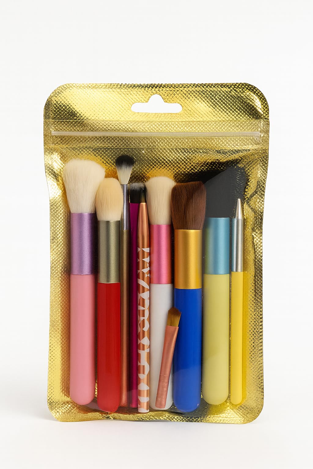 Personal Care Supplies (Colorful Makeup Brush Set Inside Golden Bag)