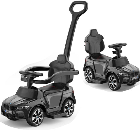 Jojoka Ride On Push Car for Toddlers, Licensed BMW 4 in 1 Push Car with Horn, Adjustable Handle, Guardrails, Kids Push Car for Toddlers 12-36 Months (Black)