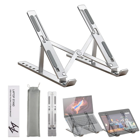 STOAT Aluminium Laptop Stand, Height Adjustable for 10-17 Inch Laptops and Tablets, iPad Holder, Tablet Stand