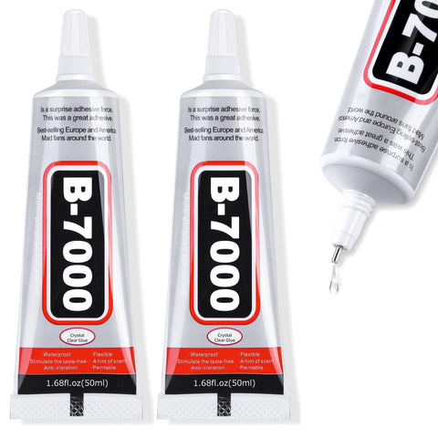 B-7000 Super Glue, Industrial Strength Adhesive B7000 Glues Paste for Rhinestones Crafts, Clothes Shoes, Fabric, Jewelry Making, Cell Phones, Tablet, Wood, Rubber, Leather Textile (2x50 ml/2.1 oz)
