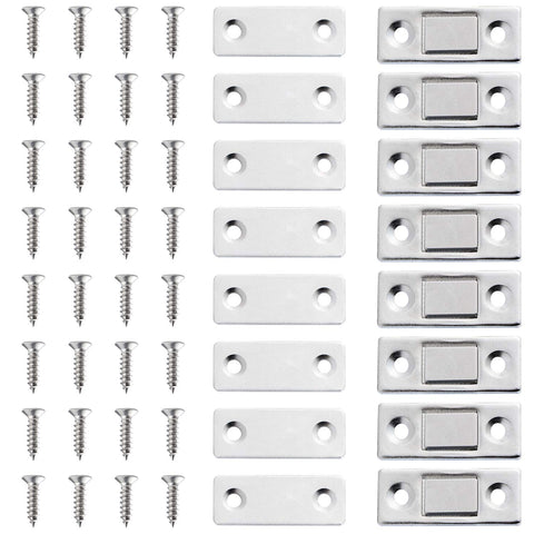 TESTEL 8 Pack Door Magnet Ultra Thin Magnetic Door Catch Drawer Magnet Stainless Steel Magnetic Cabinet Latches for Sliding Door Window Cupboard Closure Closet Door Closer Silver