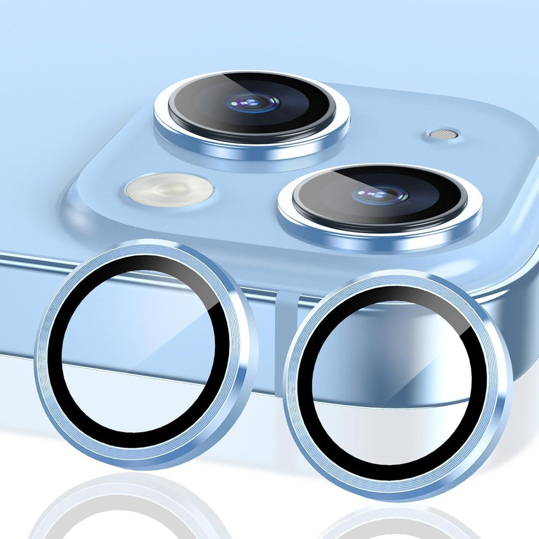 Camera Lens Protector Compatible with iPhone 15 & 15 Plus - Separate Pieces for Each Lens - Scratch and Shock Proof - HD Clear - Easy Installation (Blue)