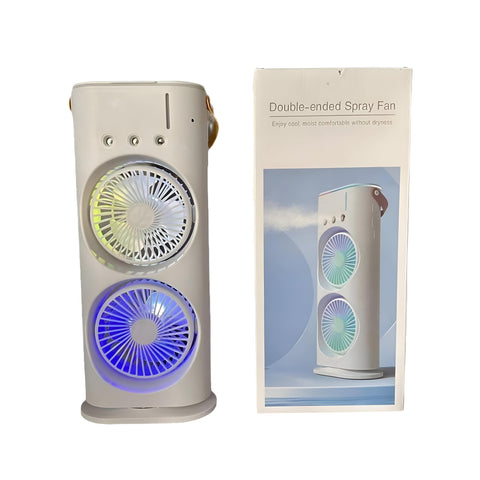 Oscillating fan - high performance rechargeable electric fan with double and three faster heads, portable for indoor and outdoor use, white color, easy to carry and use