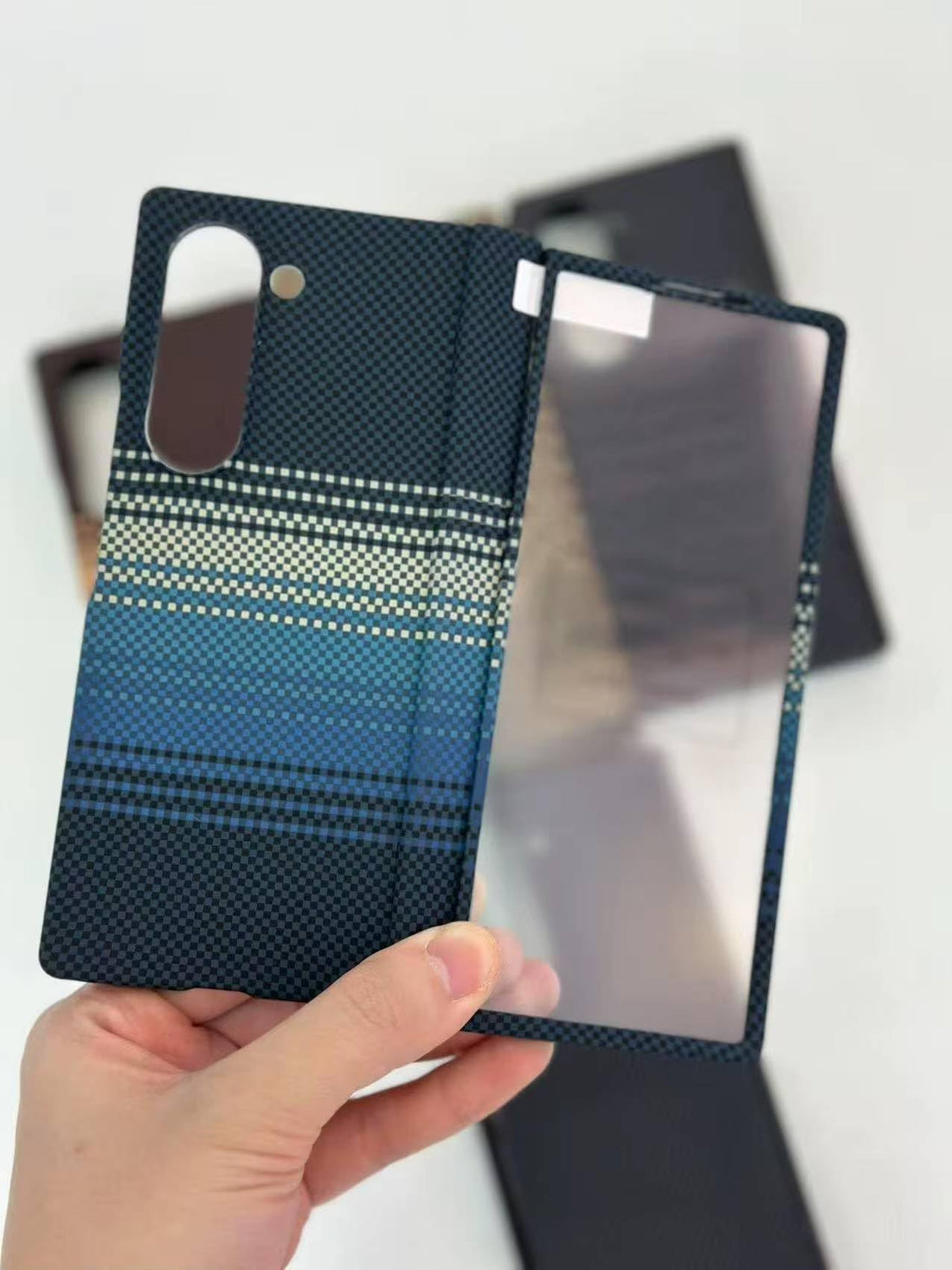 ECO For Samsung Galaxy Z Fold 6 Case With Screen Protector, Slim & Light Carbon Fiber Texture Aramid Fiber Made Protective Phone Case Cover for Samsung Z Fold 6 (Moonrise)