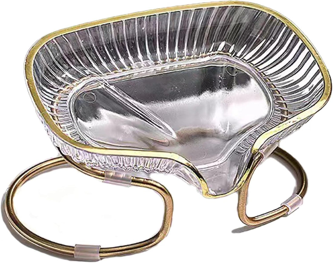 Clear Acrylic Soap Dish with Gold Metal Holder Drainage Elegant Design Multipurpose for Bathroom Kitchen Soap Tray