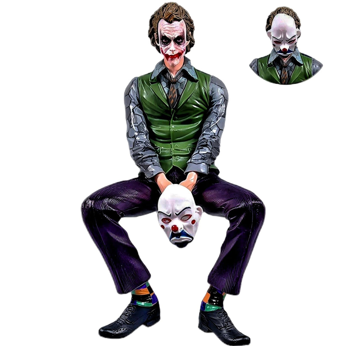 Heath Ledger Movie Figure Model Sitting Position Heath Ledger Joker Figures Decoration PVC Material Gifts for Fans,Unisex