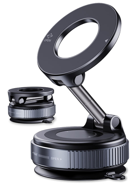 Magnetic Phone Holder for Car,Vacuum Suction Cup Phone Mount,Magsafe Car Mount for iPhone, No Need Charge,Folding Holder for iPhone and Android
