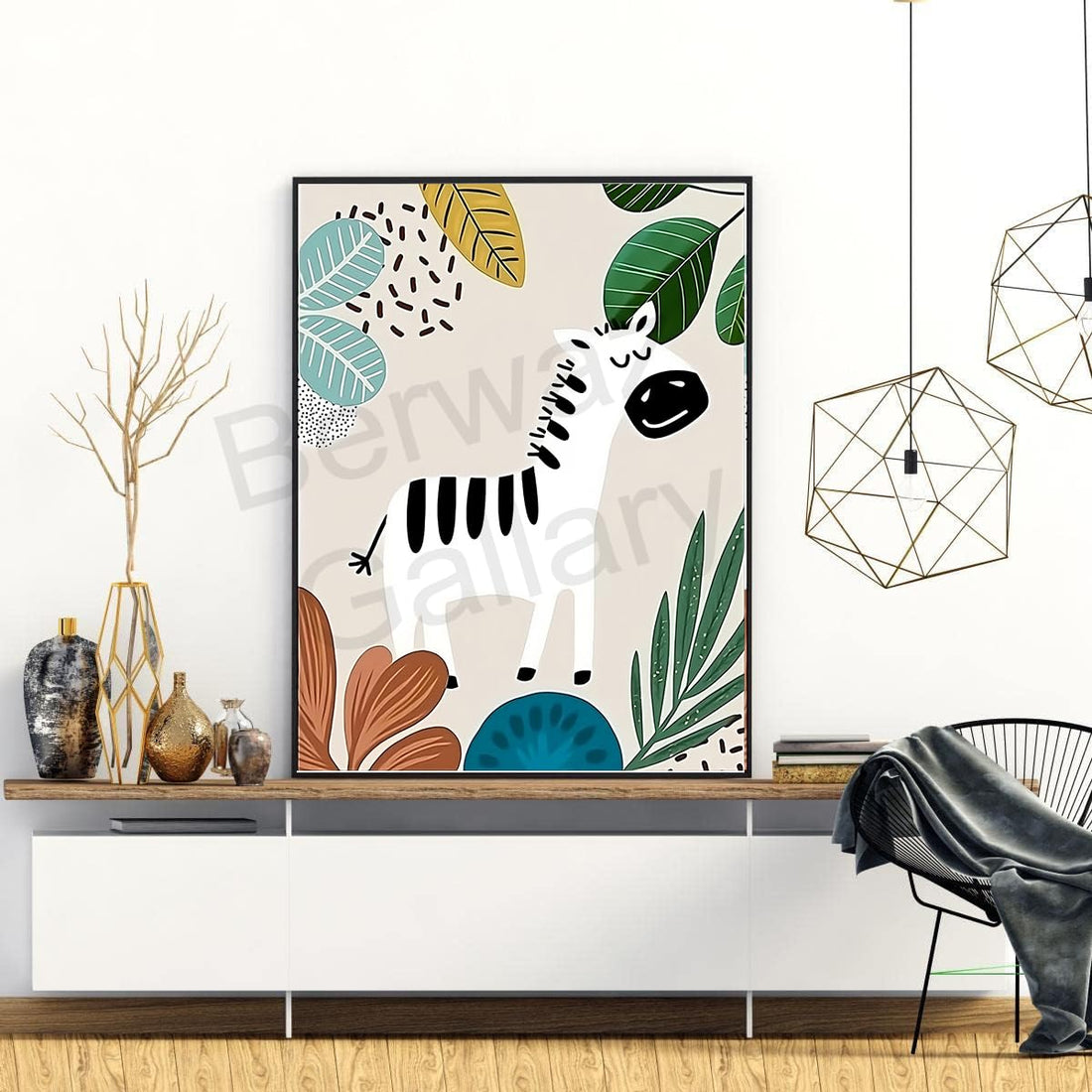 Whimsical Kids Wall Art Frames – Animals-Themed Prints for Nursery, Playroom or Bedroom Decor – Acrylic Front, Lightweight & Safe for Children’s Spaces – Ready to Hang (Zebra, Black, 20X30 cm)