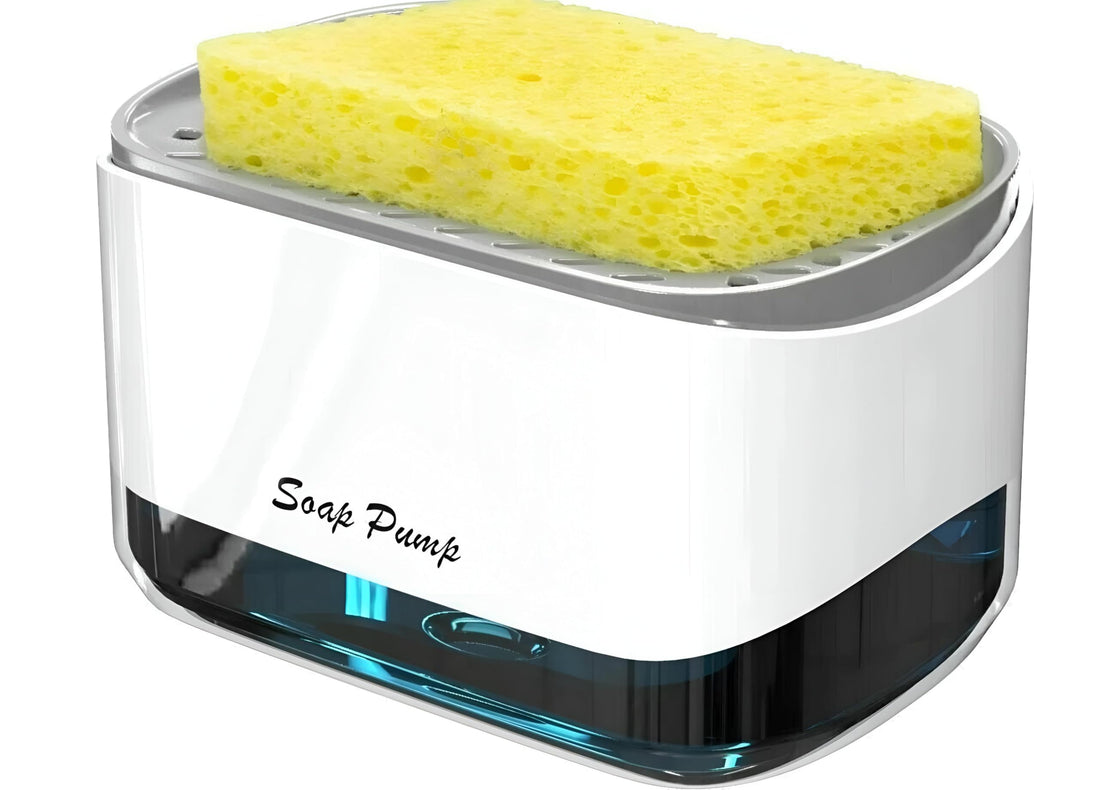Kitchen Soap Dispenser - 2-in-1 Versatile Unit with Integrated Sponge Holder, Simplifies Your Dishwashing Experience with Effortless - 12 Oz Capacity
