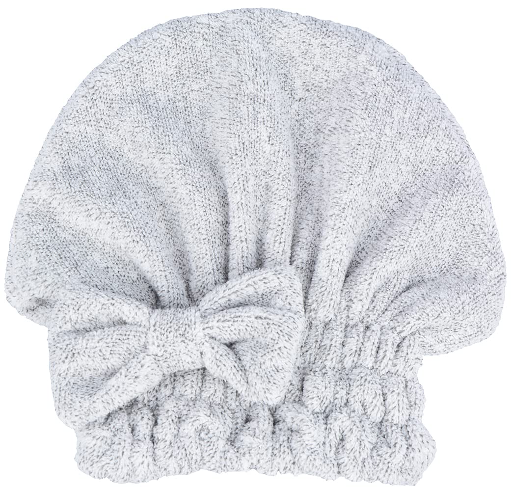 Microfiber Hair Drying Towel Cap Super Absorbent Quick Dry Magic Hair Turban Wrap for Women Wet Short or Long Curly Thick Girls Hair Anti Frizz Bathroom Essential (Grey, 1)