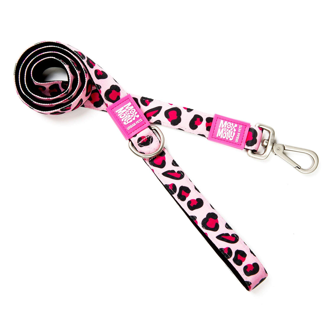 Max & Molly Ultra Secure and Comfortable Padded Neoprene Sport Dog Leash, Classic Pink Leopard L