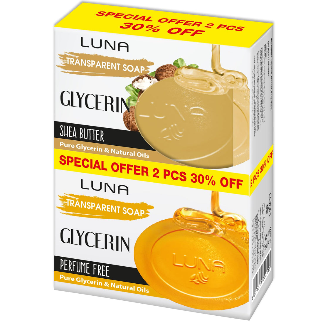 Luna Offer Glycerine Soap Pack Of Two 72Gm Shea + Fragrance Free