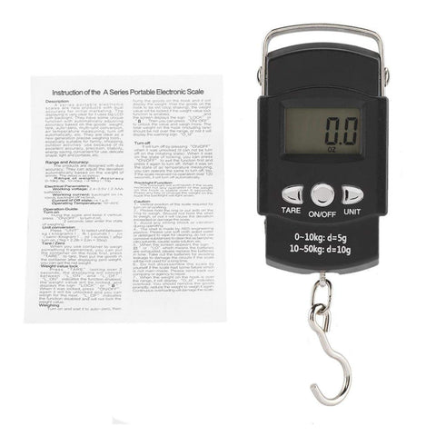 Raguso 50kg Electronic Scale LCD Digital Scale Portable Weighing Tool with Tape Measure Hook for Food Clothing Express Box
