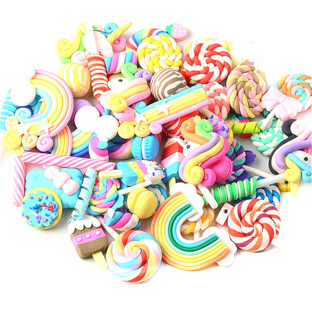 Exceart Slime Charms Set Candy Sweets Resin Flatback Slime Beads DIY Craft Making Supplies for Ornament Scrapbooking 30pcs