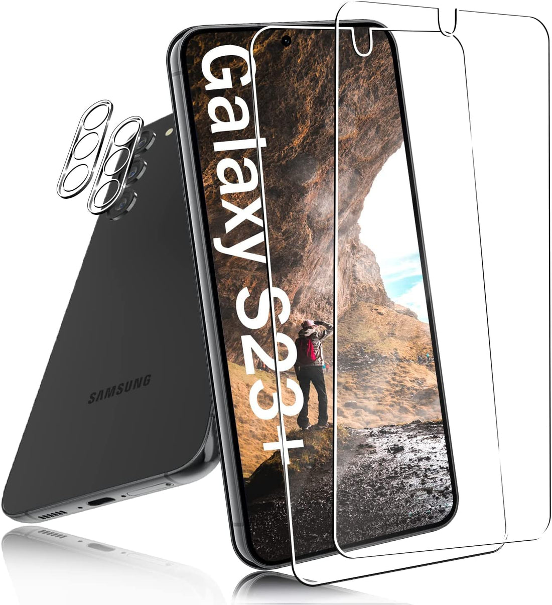 AHYBZN [2+2 Pack] Galaxy S23 Plus Screen Protector, 9H Tempered Glass, Ultrasonic Fingerprint Support, HD Clear Scratch Resistant for Samsung Galaxy S23 Plus 5G Glass Screen Protector