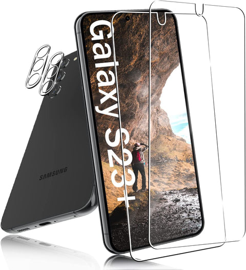AHYBZN [2+2 Pack] Galaxy S23 Plus Screen Protector, 9H Tempered Glass, Ultrasonic Fingerprint Support, HD Clear Scratch Resistant for Samsung Galaxy S23 Plus 5G Glass Screen Protector