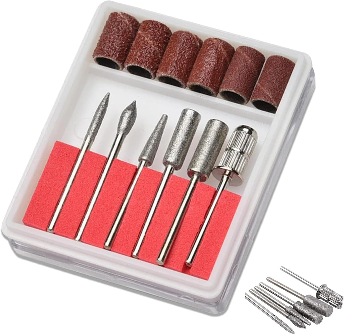6 Pcs Nail Drill Bits Set for Manicure and Pedicure – Stainless Steel Professional Removal Tools for Acrylic, Gel, Cuticles and Nail Cleaning – Compact Nail Drill Accessories for Home and Beginners