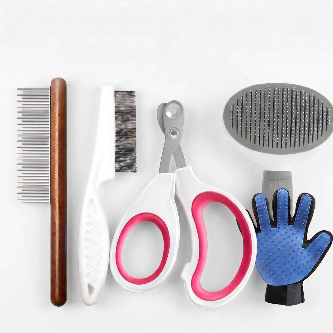 5 Pcs Cat Grooming Kits,Include Brush Bath Brush Nail Clipper for Shedding Supplies,Cat Grooming Supplies