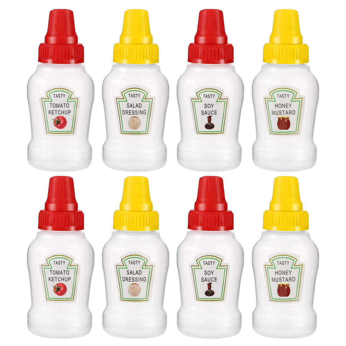 8 PCS Mini Ketchup Bottles, 25ml Portable Dressing Squeeze Containers with Sturdy Screw Cap, Mini Sauce Bottle for Bento Box Accessories, Small Condiment Bottles for Bento Box, Office, Picnic
