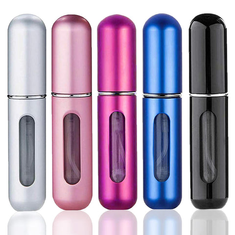 Wendergo Perfume Atomiser Refillable 5 Pcs Travel Bottle Mini ML Atomizer Spray Portable Empty Fragrance Container for Aftershave Holiday and Night Out - assorted colors