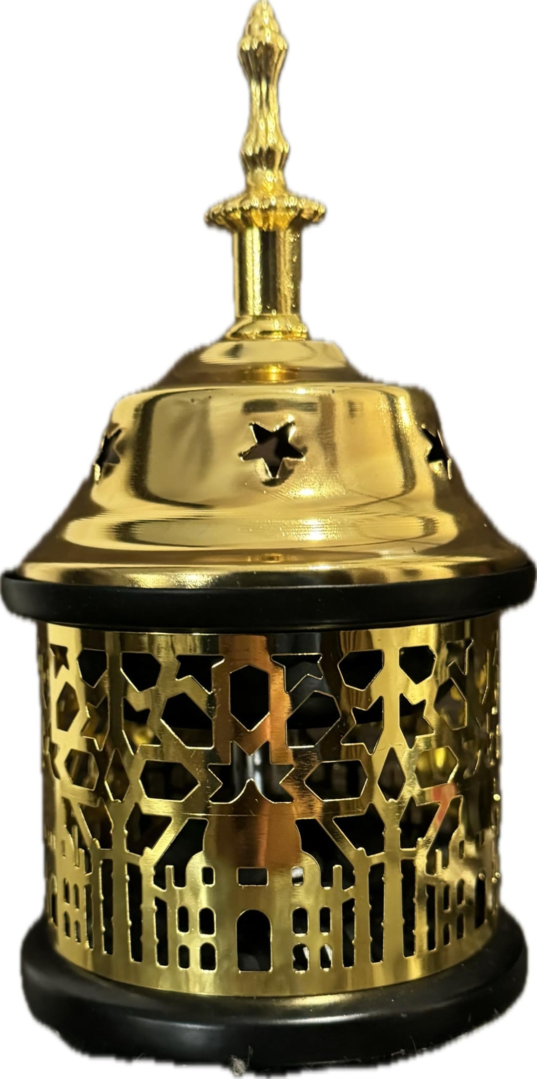 Downtown Oriental Golden Incense Burner, Exquisite Metal Bukhoor Holder for Bedroom Office and Living Room, Decorative Middle Eastern Style Censer for Fragrance and Home Ornament
