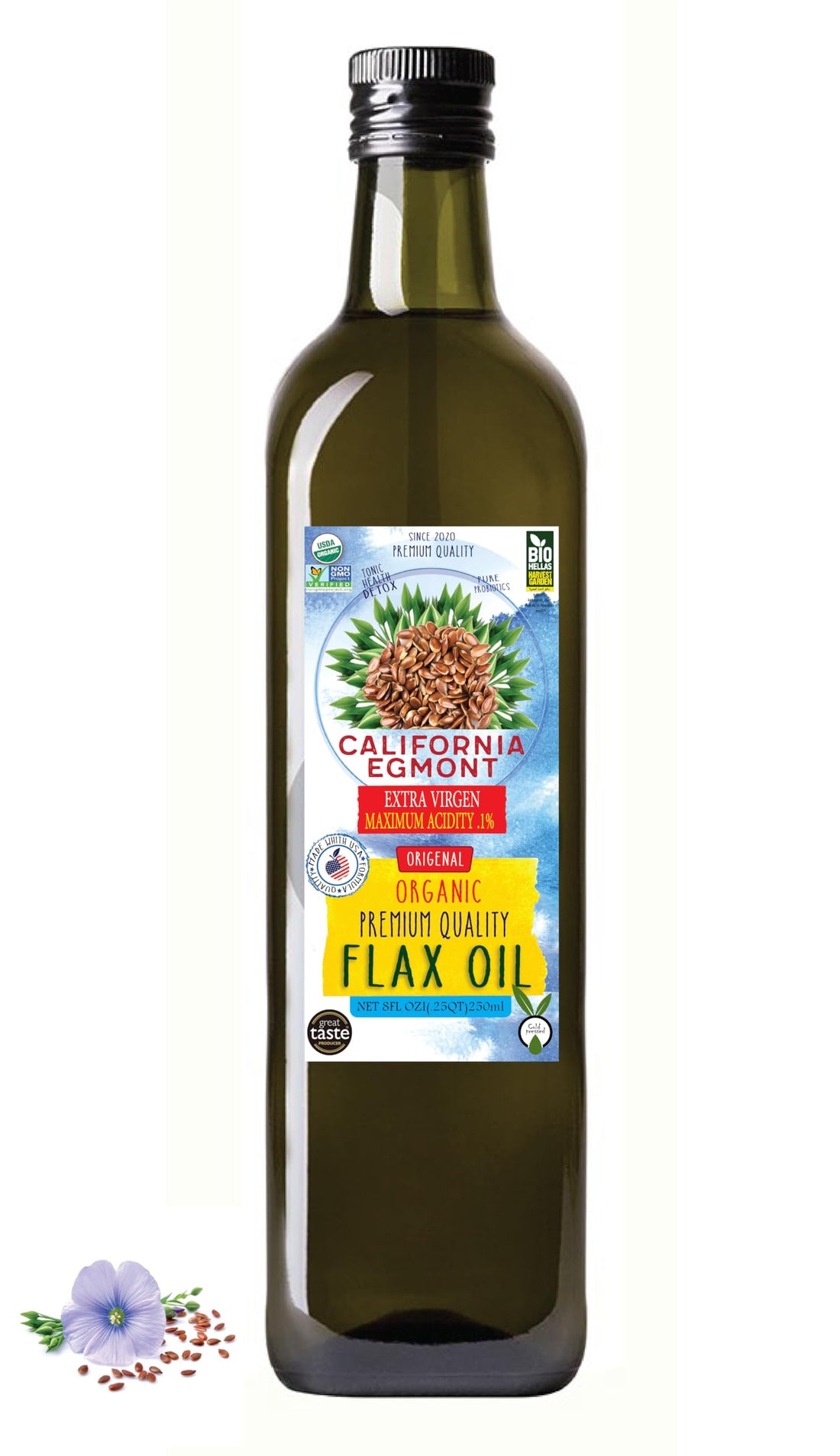 California Egmont Virgin Flaxseed Oil | 100% Pure & Natural | Rich in Vitamins & Omega-3 Fatty Acids | Cold Pressed (250ml)