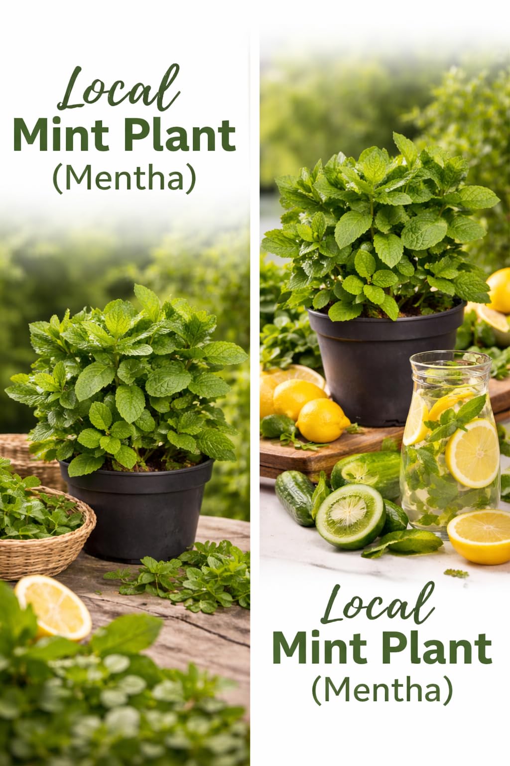 Local Mint Plant (Mentha), Aromatic Herb for Culinary & Tea, Fresh Green Leaves, Indoor or Outdoor Decorative Herb, Natural Flavor Enhancer, Home Garden Essential (3)