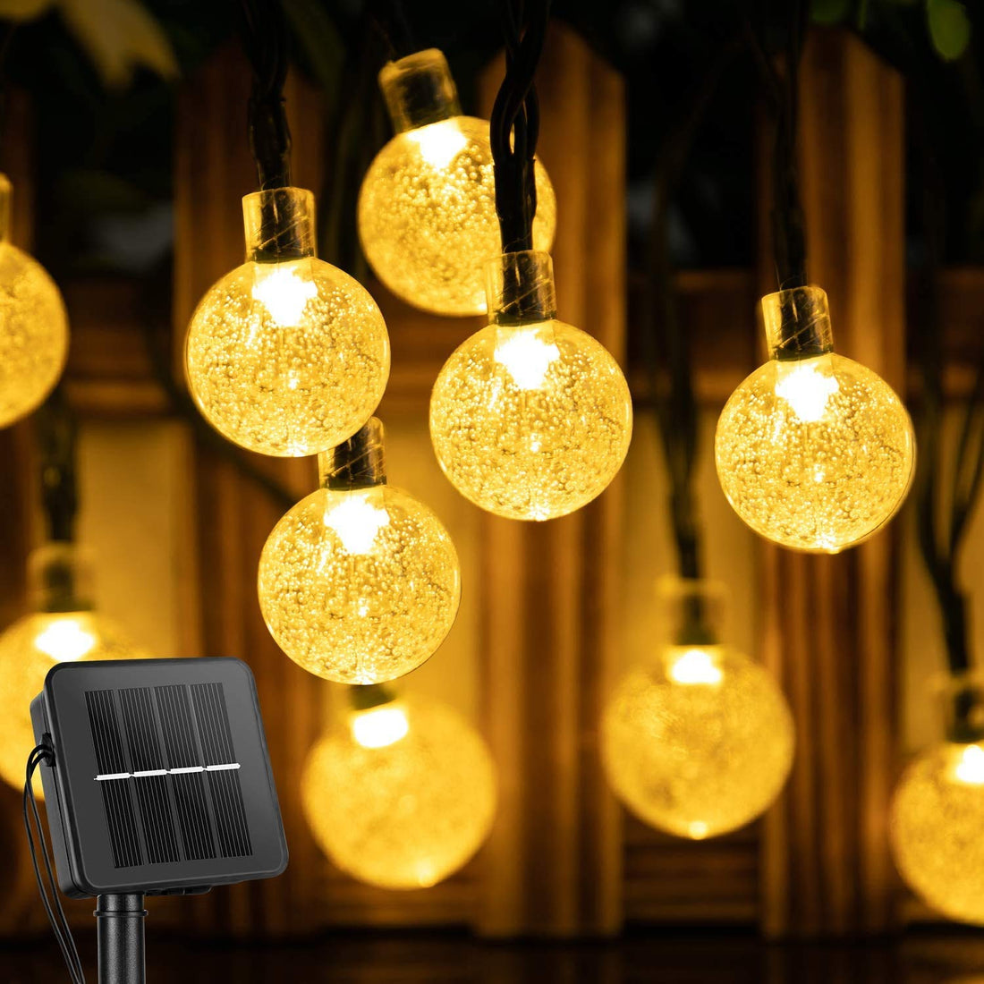 Solar Fairy Lights Outdoor Weatherproof, 30 LEDs, 6.5 m, 8 Modes, IP65 Crystal Balls, Fairy Lights, Outdoor Solar Lanterns for Balcony, Decoration, Patios, Garden, Trees, Christmas, Weddings,