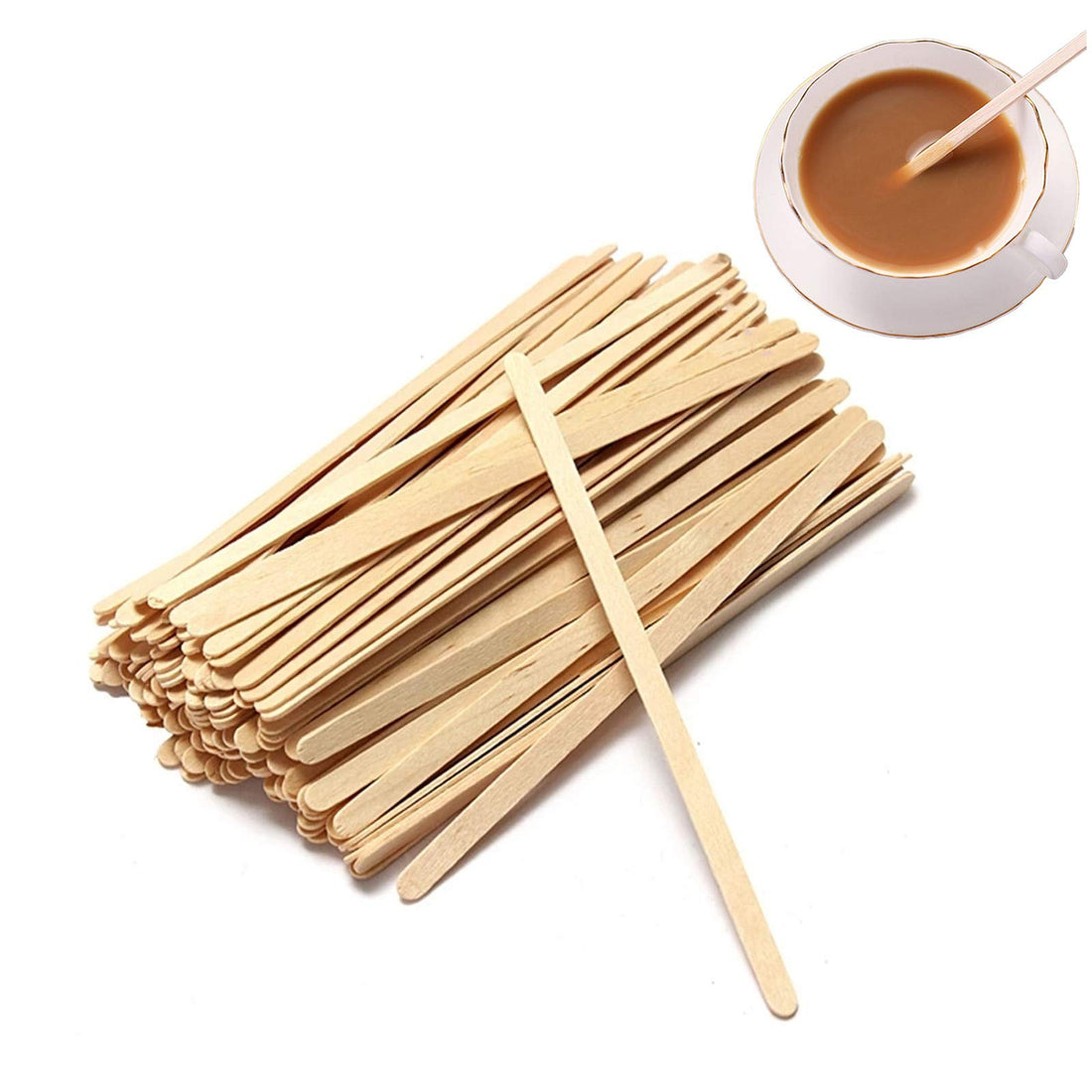 Symphonyw Coffee Stir Sticks, 200pcs Wooden Stirrers for Coffee, Tea, Milk, Juice, DIY Crafts (4.3inch)