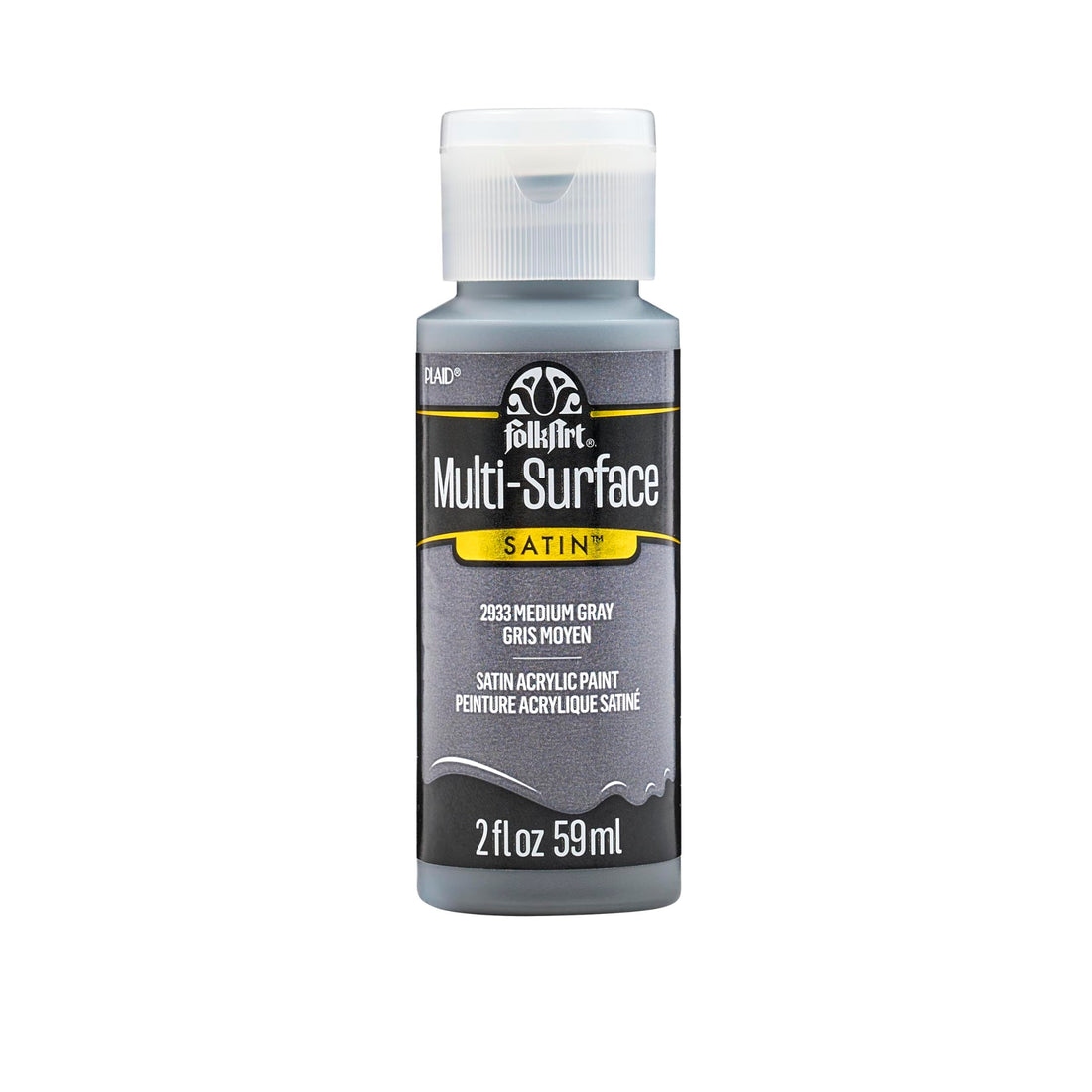 FolkArt Multi Surface Acrylic Steel Paint, 2 fl oz, Medium Gray, 2 fl oz