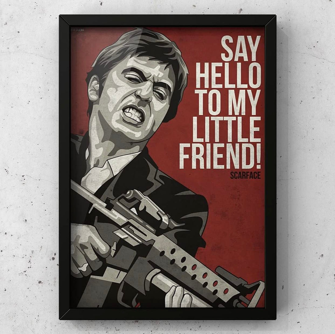 Al pacinoo - Famous Movie Scarface - Wood Fiber Frame Wall Decor Home Office Decor - Decor (20x30cm, white)