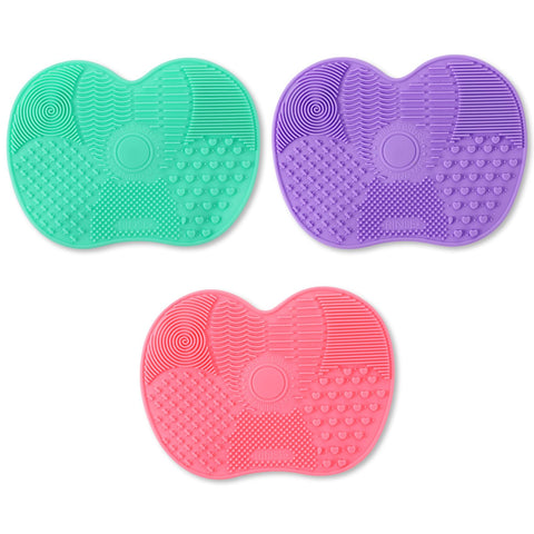 Pack of 3 Brush Cleaner, Make Up Brush Cleaner, Makeup Brush Cleaner, Silicone Cleaning Mat, Cleaning Pads with Suction Cups, Portable Washing Tool, Scrubber for Cosmetic Brushes